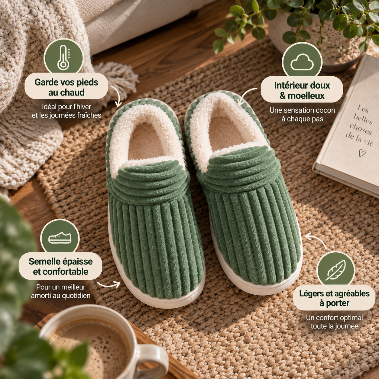 Chaussons MOUVIA™ – Confort & Chaleur au Quotidien
