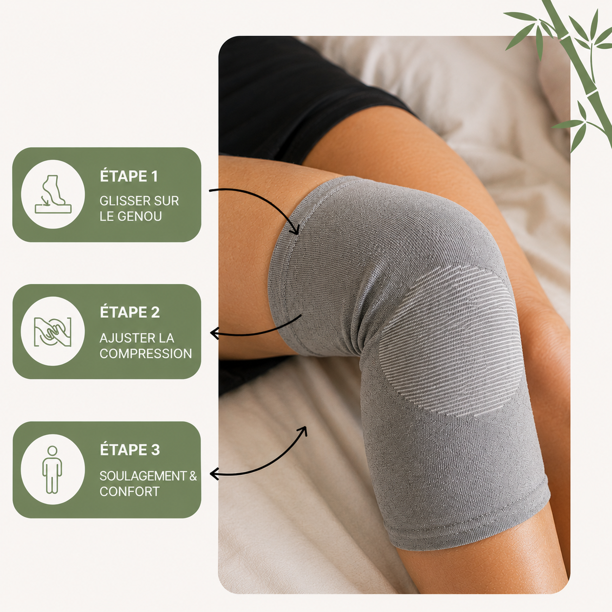 BAMOVE® – Genouillère en Bambou Antidouleur | Maintien & Confort Quotidien